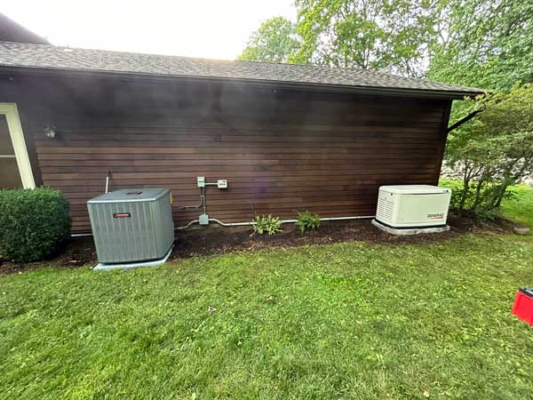 Backup generator in a backyard in Blairstown, NJ