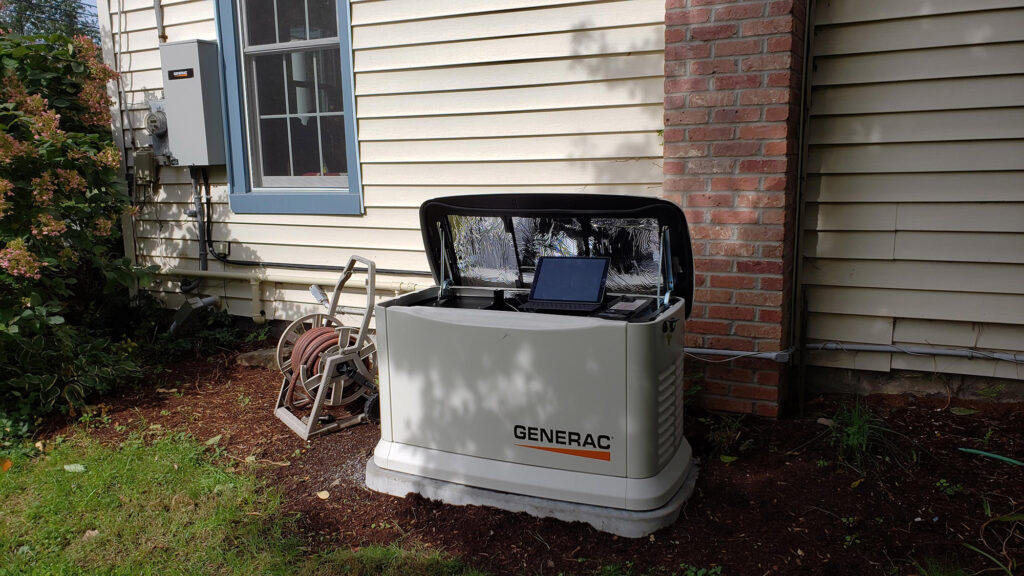 Open Generac standby generator during maintenance in Blairstown, NJ