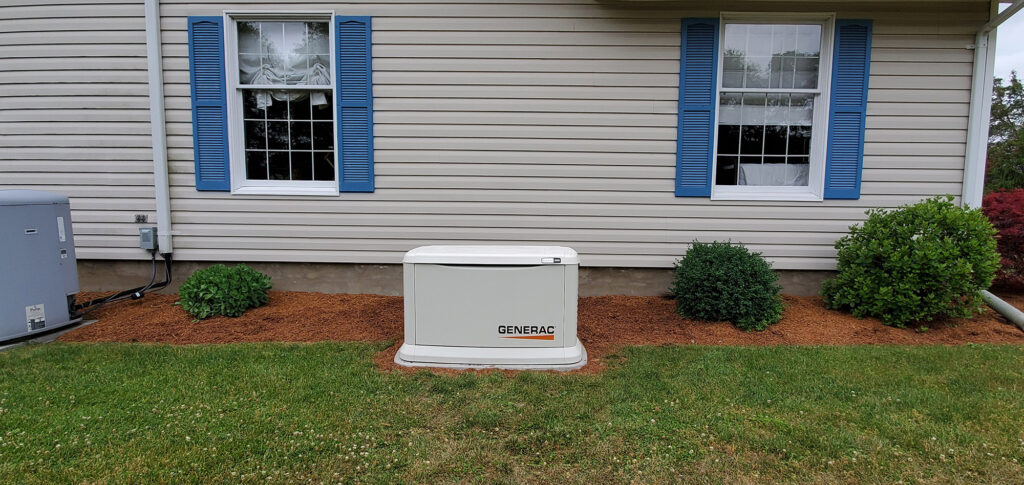 Generac home standby generator base installed at residence in Blairstown, NJ