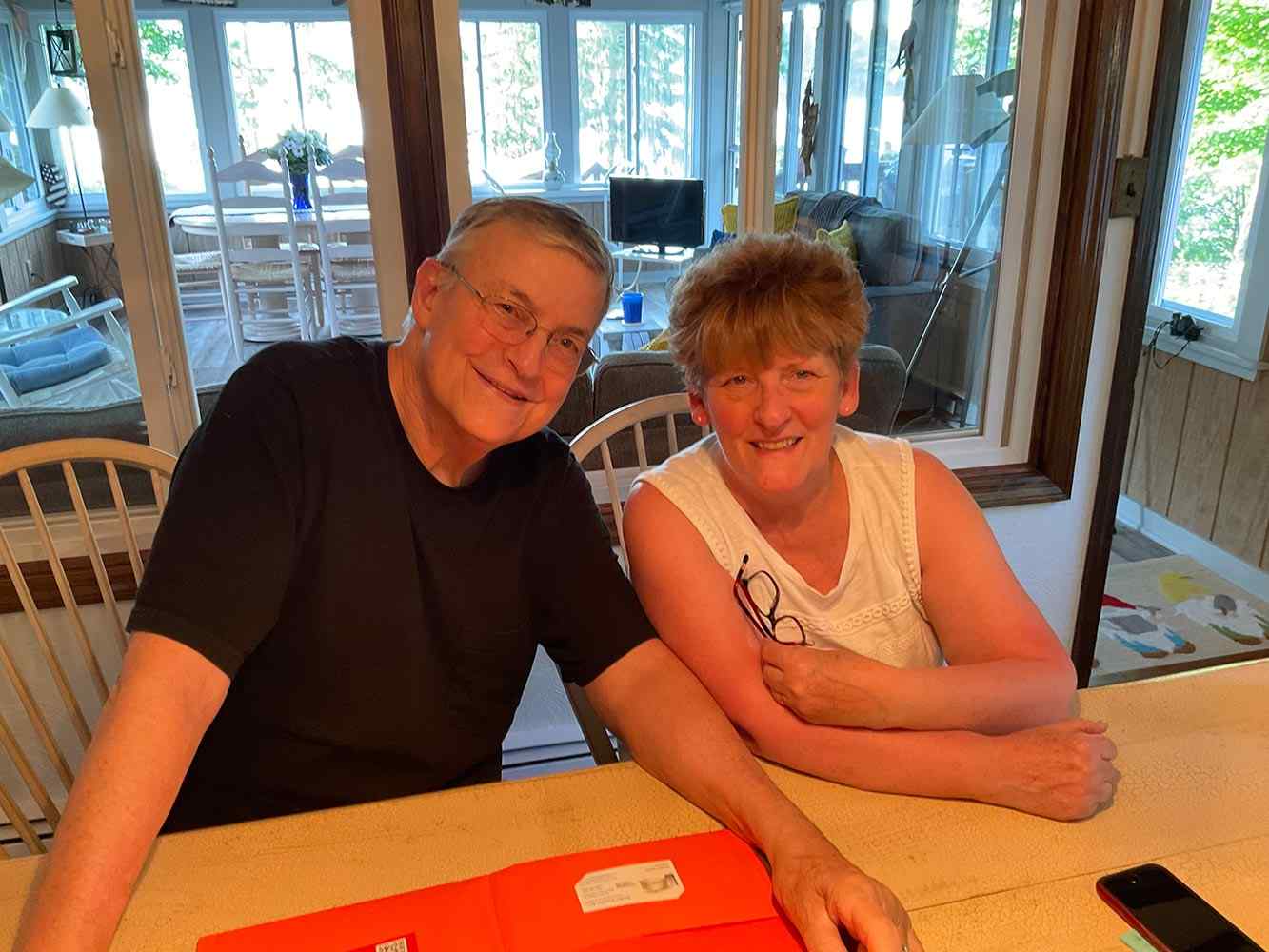 A couple's indoor moment, highlighting joy after a generator repair in Blairstown, NJ