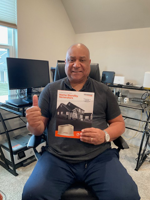 A man holding banner