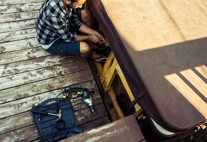 Man Wiring the Hot Tub in Blairstown, NJ