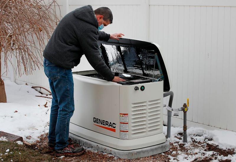 Generac generator powering home in winter storm Seidel Electric